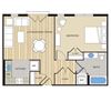 1 Bed1 Bath 605sf Floor Plan 1 Bed1 Bath 605sf Floor Plan at Clayborne Apartments, Alexandria, VA